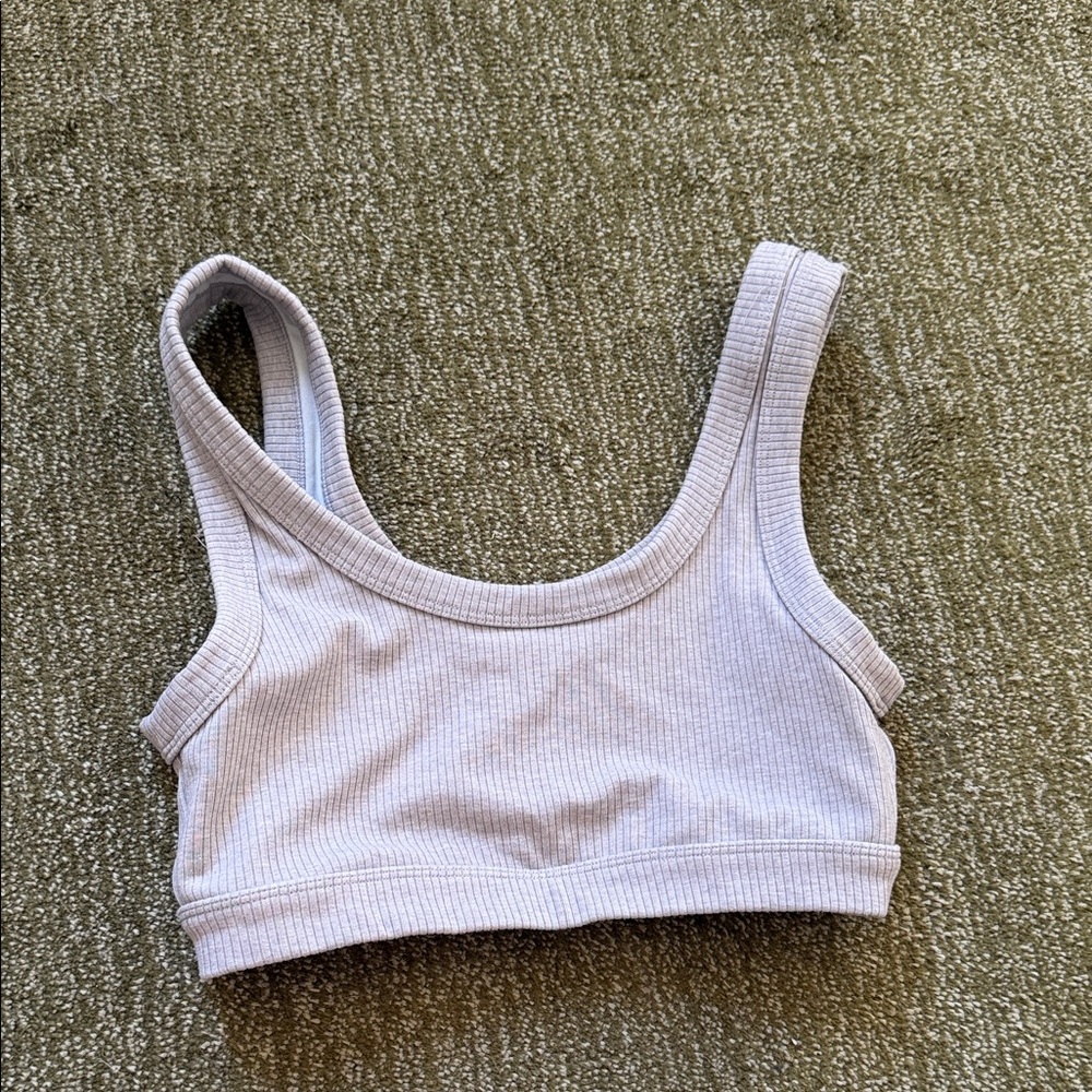 ALO RIBBED SPORTS BRA GRAY SIZE MEDIUM